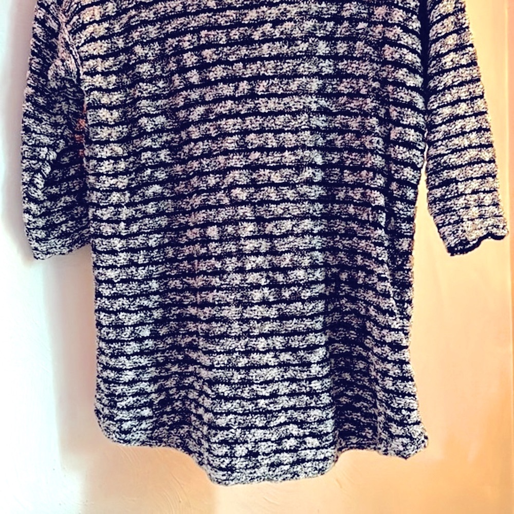 ⭐️J.JILL Varigate Striped Sweater, Black Marled, Sz. L, Crew Neck, 3/4 Sleeves 👓 - Picture 8 of 12